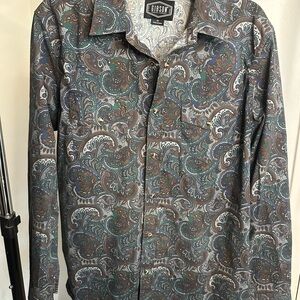 Gibson Men's Paisley Button Down Shirt - Blue and Brown
